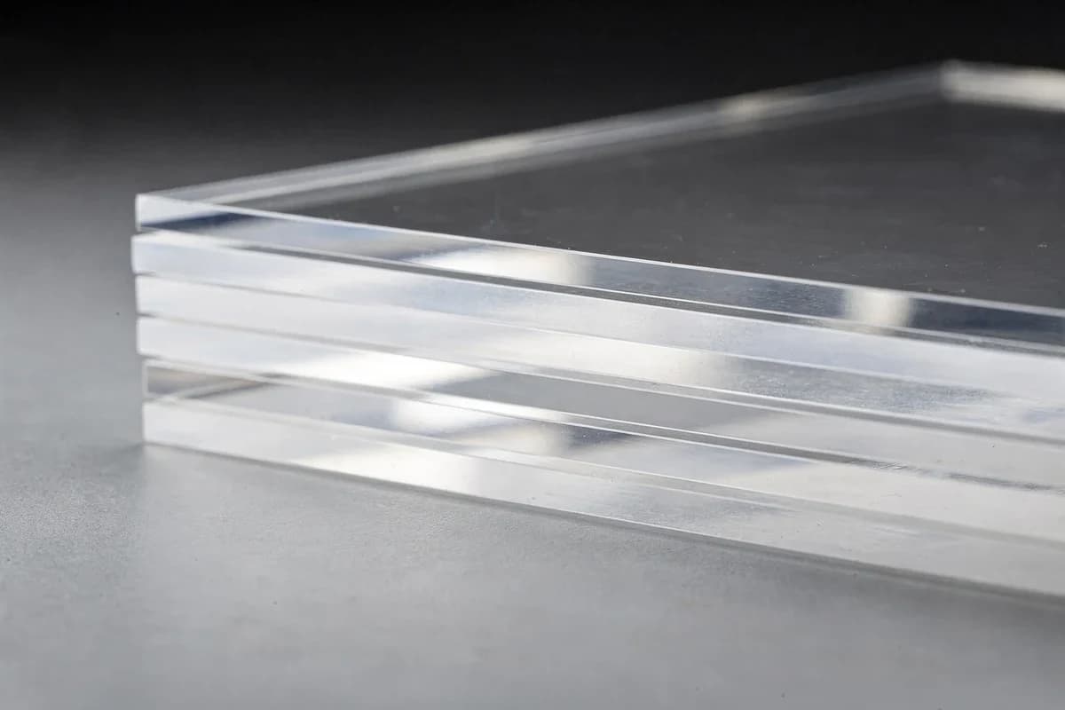 Clear acrylic offcuts showing a glossy and a matte cut edge