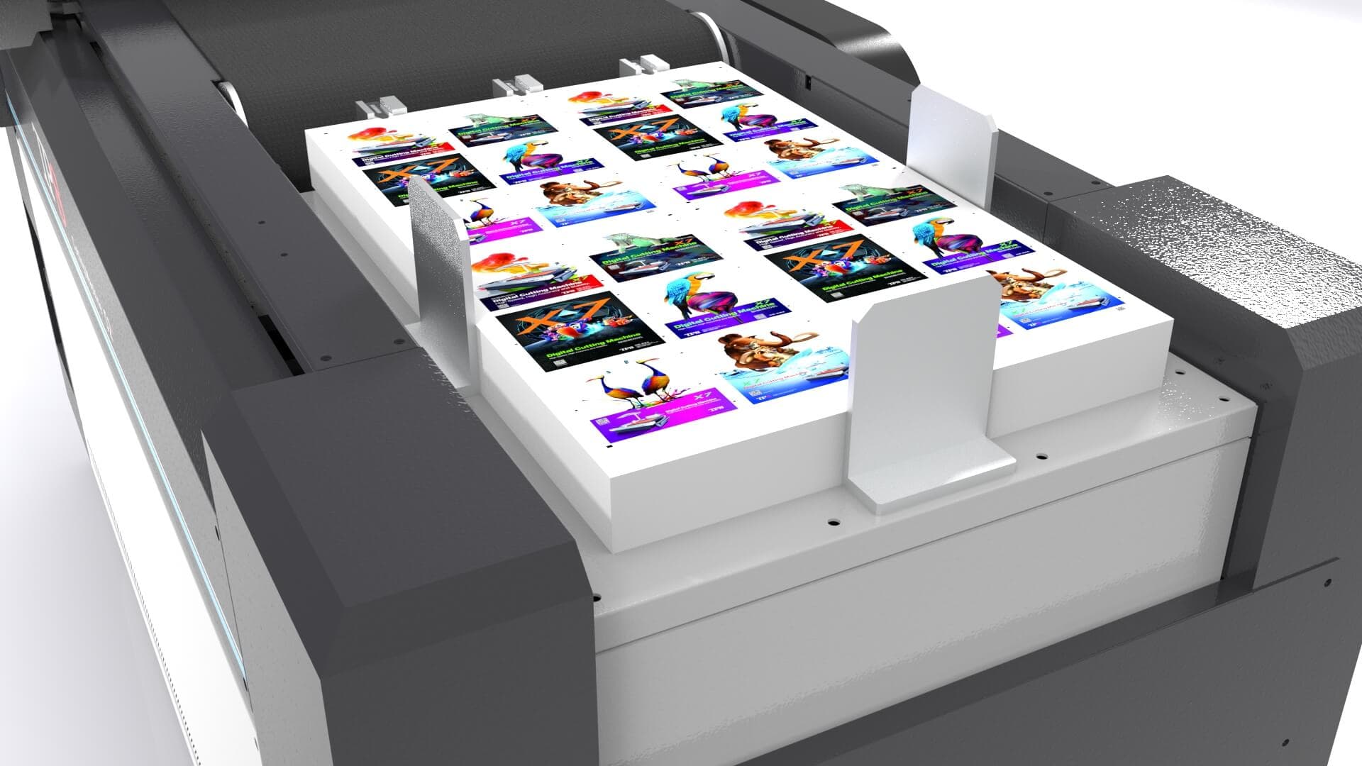 The automatic lifting device raising a stack of sheets