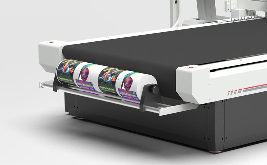 The roll feed module mounted at the end of the table