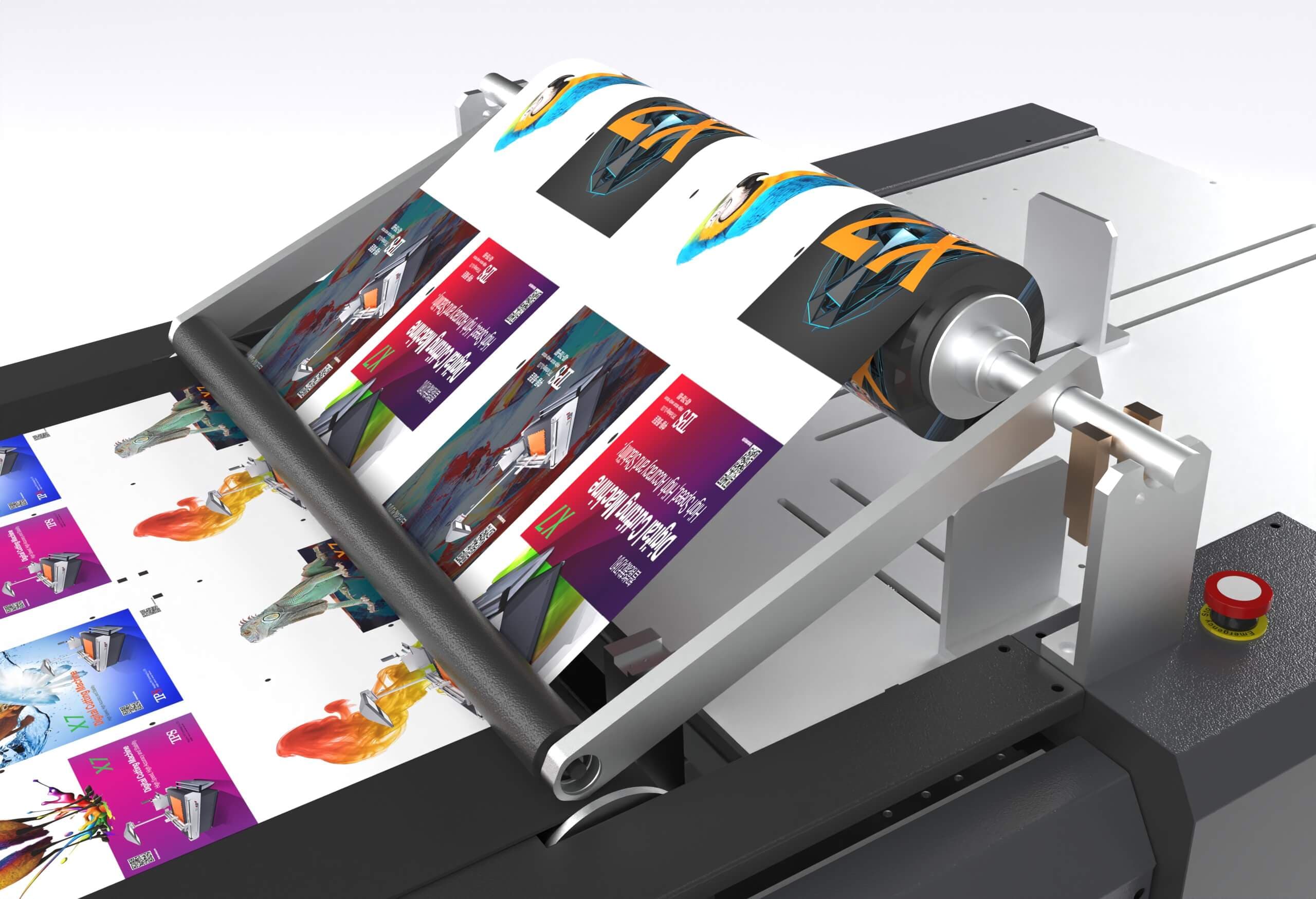 A roll of material mounted on the loading device