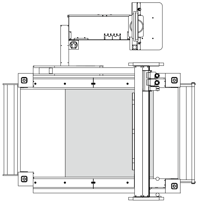 A plan drawing of the TPS X3 table with its vacuum zones